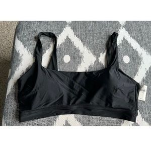 Aerie Banded Wide Strap Scoop Bikini Top Black